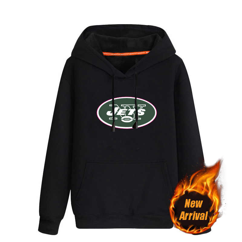 Men's New York Jets Black 70％cotton 30％polyester Cashmere Thickening version NFL Hoodie